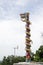 Chinese dragon Statue on pole of chinese temple in Wat Sakae Krang