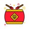 Chinese drum vector, Chinese New year filled icon