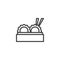 Chinese dumplings in bamboo steamer basket outline icon