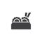 Chinese dumplings in bamboo steamer basket vector icon