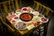 Chinese Eight Immortals Table Traditional Beef Hot Pot Cuisine and Ingredients