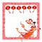 Chinese fairy flying with red lantern border