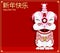 Chinese female lion mask on red background.Lion dancing show is the traditional activity of Chinese new year celebration