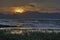 Chinese fishing village intertidal zone in sunset