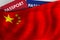 Chinese flag background and passport of China. Citizenship, official legal immigration, visa, business and travel concept