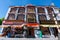 Chinese flag and Barkhor  the commercial center and busiest street nter and busiest street in Lhasa Tibet