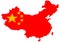 Chinese flag on country map