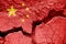 Chinese flag on cracked background. Coranavirus is China health crisis and emergency concept