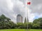 A Chinese flag flying at the top of the flagpole at Handan Campus, Fudan Univ