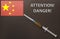 Chinese flag on a light black background, a syringe with medicine. Warning, danger - a new coronavirus disease.