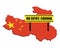 Chinese flag with no entry barrier. Corona Virus outbreak
