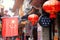 Chinese Flag and Red Lanterns