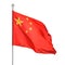 Chinese on flagpole isolated with clipping path