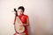 Chinese folk music performer playing Pipa