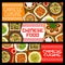 Chinese food banners, Asian cuisine menu dishes