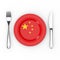 Chinese Food or Cuisine Concept. Fork, Knife and Plate with China Flag. 3d Rendering