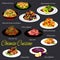 Chinese food of vegetable, meat and Asian seafood