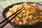 Chinese fried rice with eggs, corn and spices, horizontal