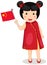 Chinese girl holding flag
