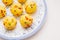 Chinese glutinous rice balls on a white background.