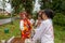 Chinese god spiritual medium blessing people during vegetable festival in Trang, Thailand