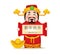 Chinese God of Wealth holding scroll with greetings