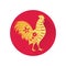 Chinese gold rooster flat icon.