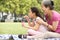 Chinese Grandmother With Granddaughter In Park