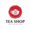 Chinese Green Tea Shop or Club Sign Label Creative Vector Concept. Oriental Traditional Ceremony Teapot Illustration.