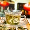 Chinese Green Tea Shows Refresh Health And Drink