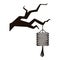 Chinese hanging lantern on branch tree isolated icon line style