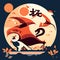Chinese hieroglyphs. Dragon boat festival. Vector illustration. Generative AI