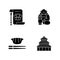 Chinese history black glyph icons set on white space