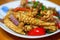 Chinese home cooking, fried squid with colored pepper