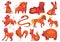 Chinese horoscope, bright new year animals, symbols zodiac signs, design cartoon style vector illustration, isolated on