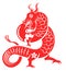 Chinese horoscope sign, red horned dragon vector