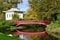 Chinese house and red bridge