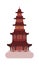 Chinese house red tall. flat on white background
