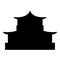 Chinese house silhouette Traditional Asian pagoda Japanese cathedral Facade icon black color vector illustration flat style image