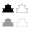 Chinese house silhouette Traditional Asian pagoda Japanese cathedral Facade icon outline set black grey color vector illustration