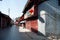 Chinese houses, wooden doors, red lanterns