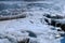 Chinese Hukou Waterfall freezing in winter