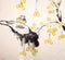 Chinese ink painting bird and plant