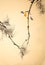 Chinese ink painting bird and plant