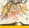 Chinese or Japanese autumn landscape with branches with fall foliage