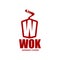 Chinese and Japanese wok box icon for noodles bar