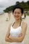 Chinese Lady At Beach