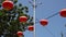 Chinese lantern decorated at street near cctv pole