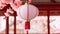 Chinese lantern hanging in winter, symbolizing prosperity generated by AI