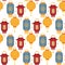 Chinese lantern light paper holiday celebrate asian graphic celebration lamp seamless pattern background vector